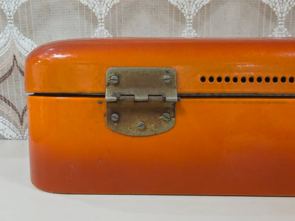 Vintage oranje emaille broodtrommel