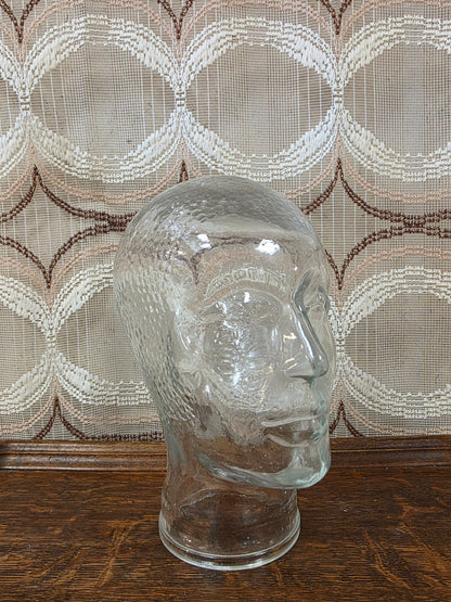 Vintage persglas hoedenhoofd / mannequinkop