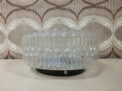 Vintage Massive glazen plafondlamp met reliëf