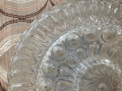 Vintage Massive glazen plafondlamp met reliëf