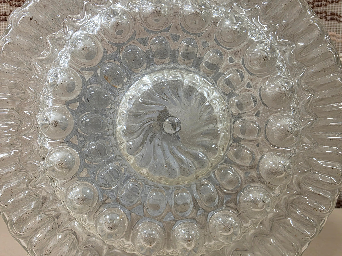 Vintage Massive glazen plafondlamp met reliëf