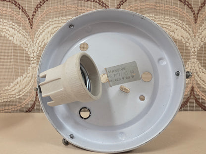 Vintage Massive glazen plafondlamp met reliëf