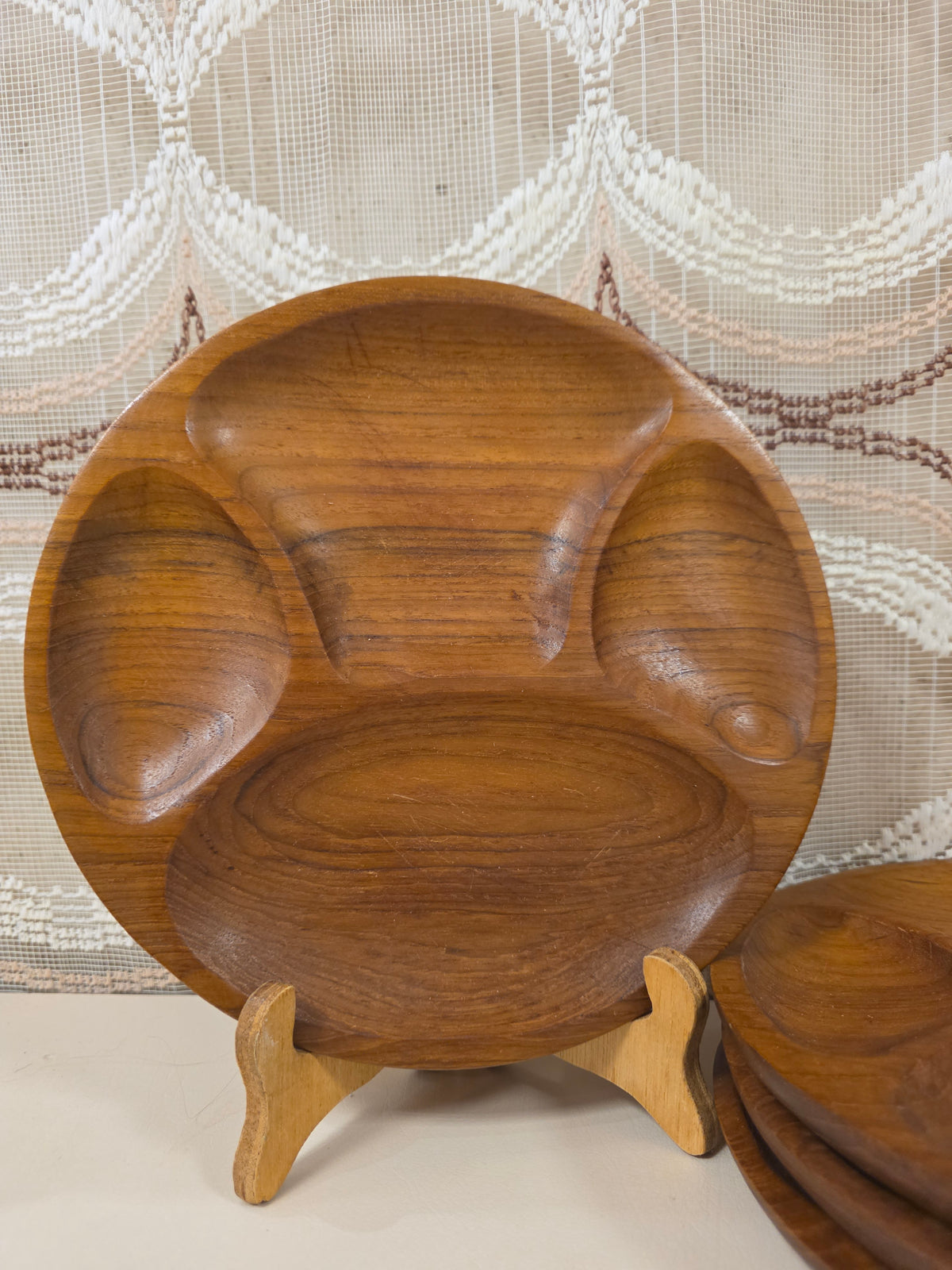 Houten fondueborden met vakverdeling