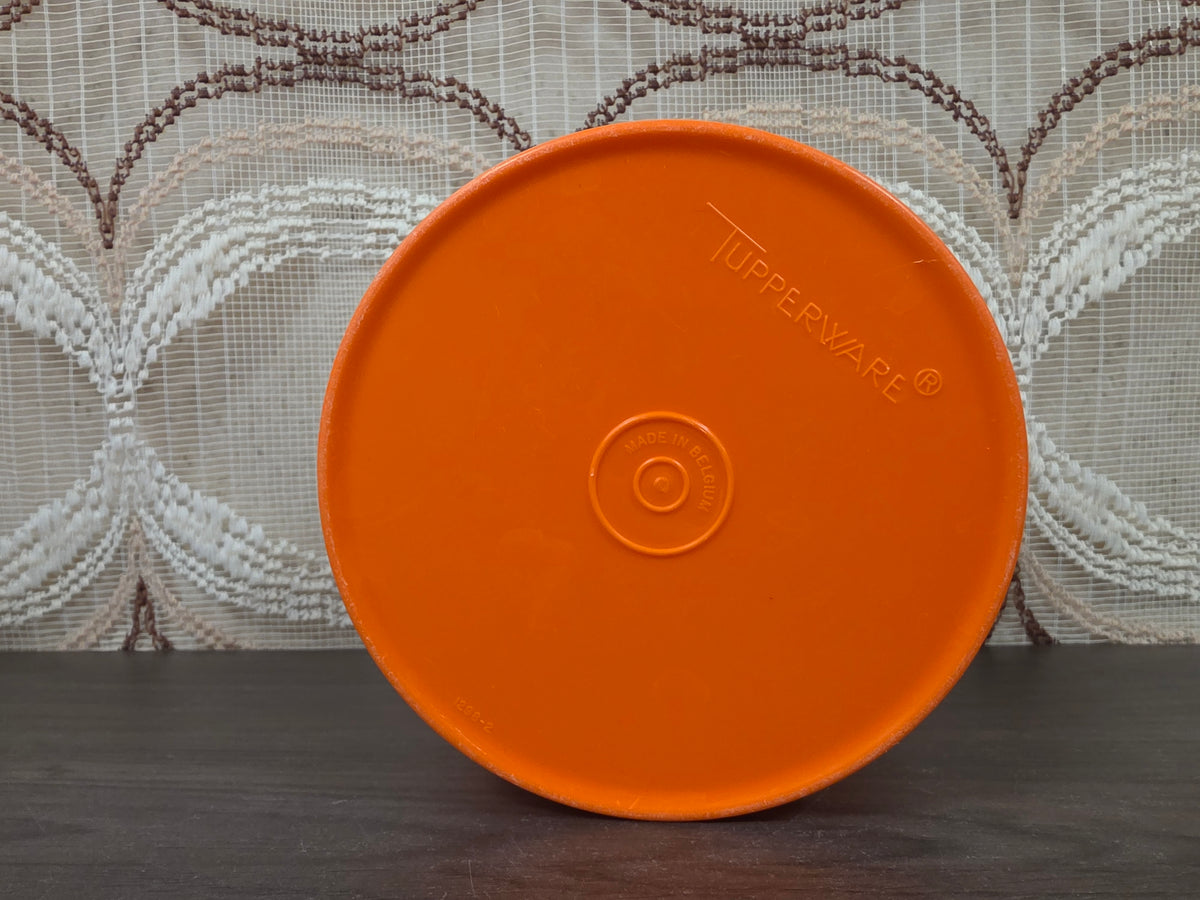 Tupperware oranje voorraadbus met bloemmotief 9 x 14
