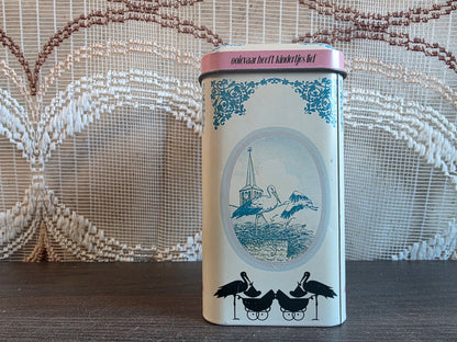 Vintage blik De Ruijter rose &amp; witte muisjes