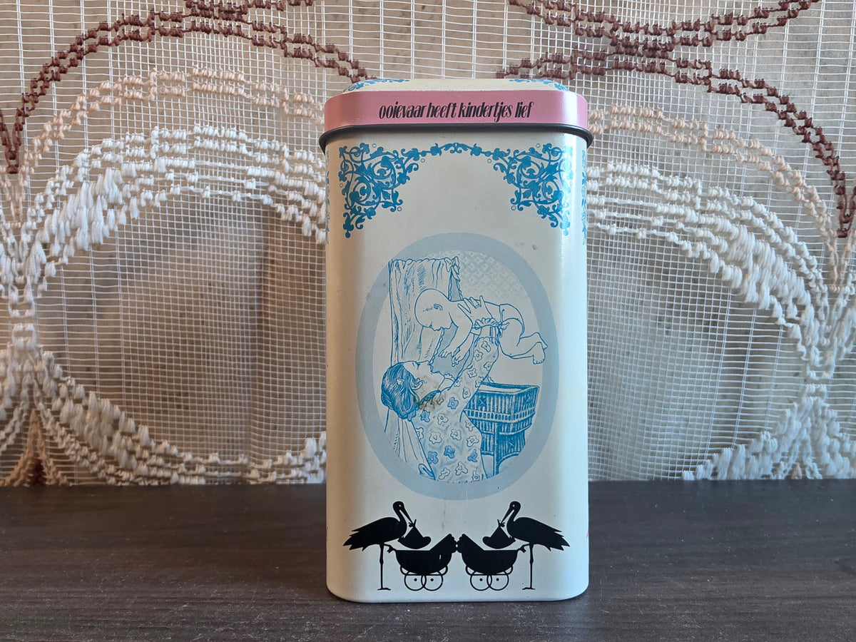 Vintage blik De Ruijter rose &amp; witte muisjes