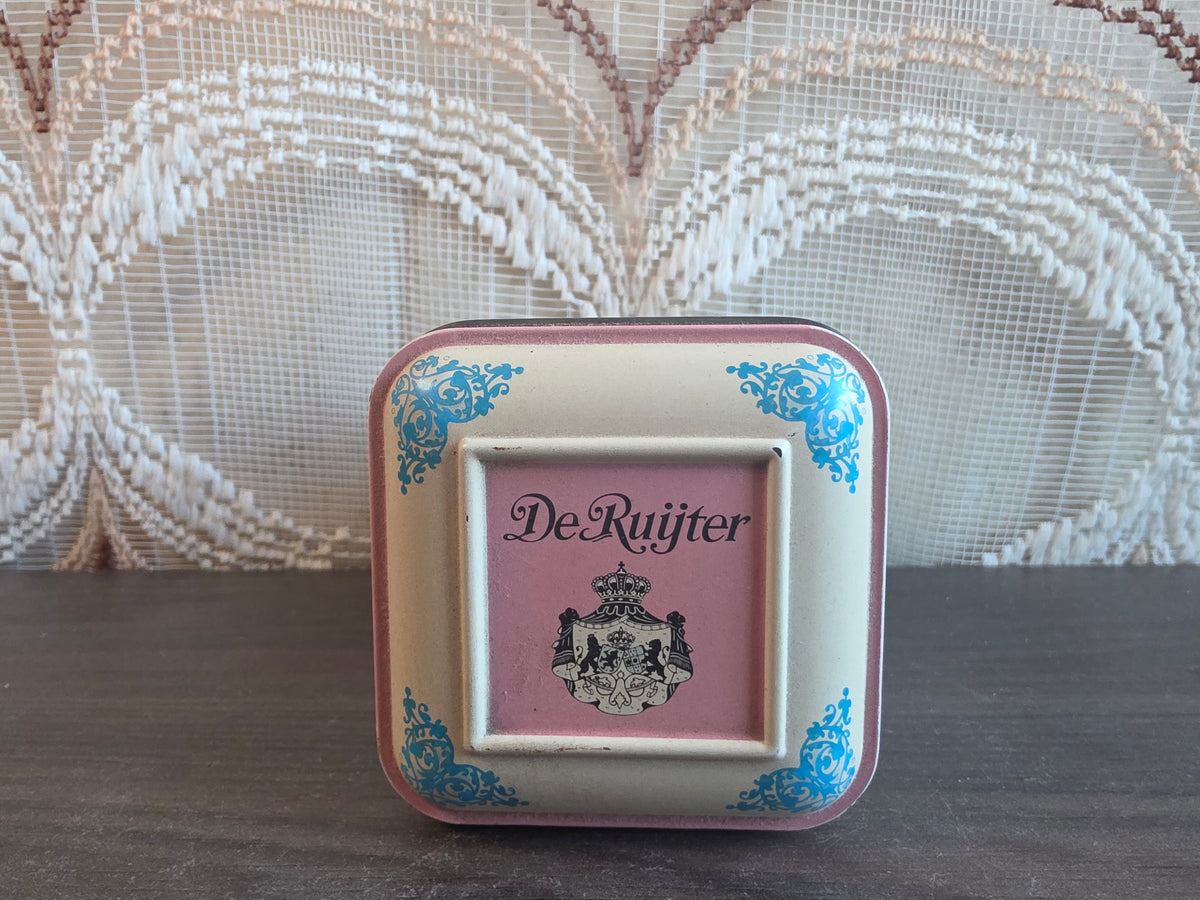 Vintage blik De Ruijter rose &amp; witte muisjes