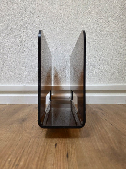 Vintage Space Age lp-houder van donkerbruin plexiglas