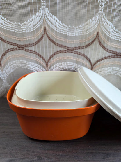 Tupperware oranje serveerwonder met vergiet