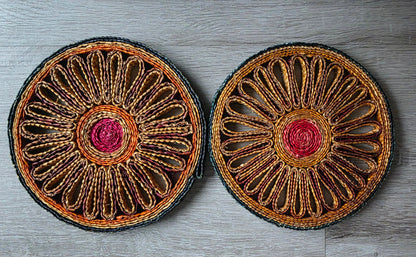 Vintage gevlochten pannenonderzetters – set van 2