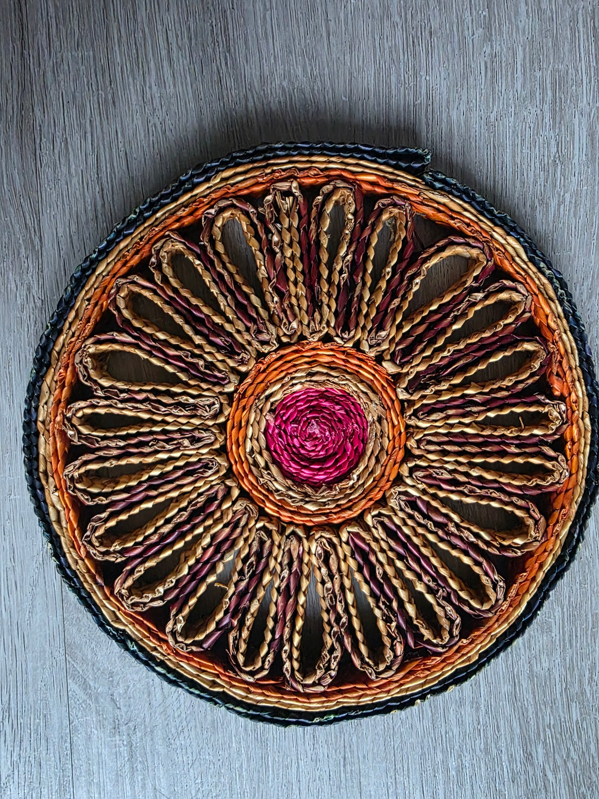 Vintage gevlochten pannenonderzetters – set van 2