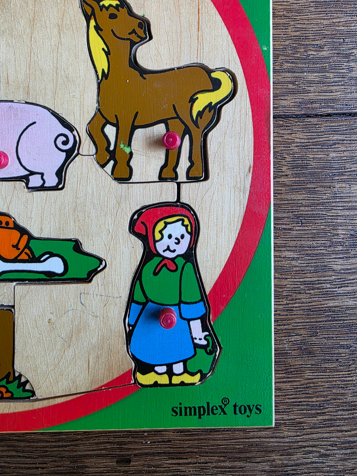 Simplex Toys houten knopjespuzzel met boerderijdieren