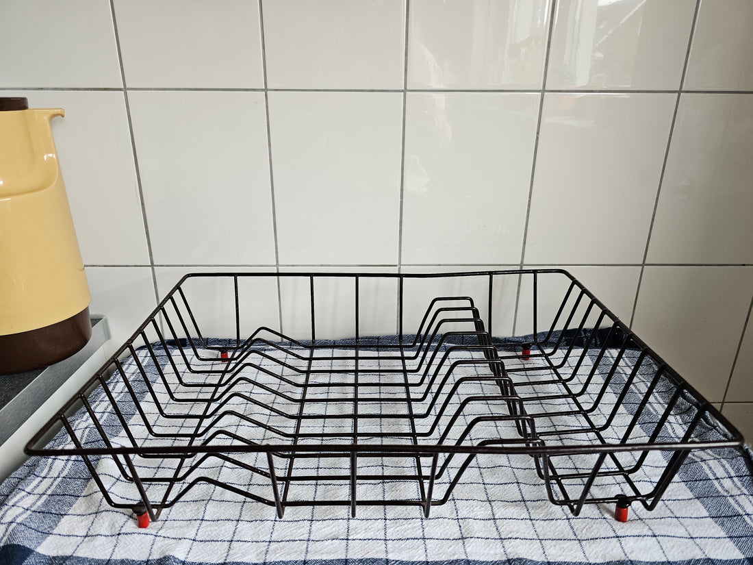 Afdruiprek draadstaal vintage bruin