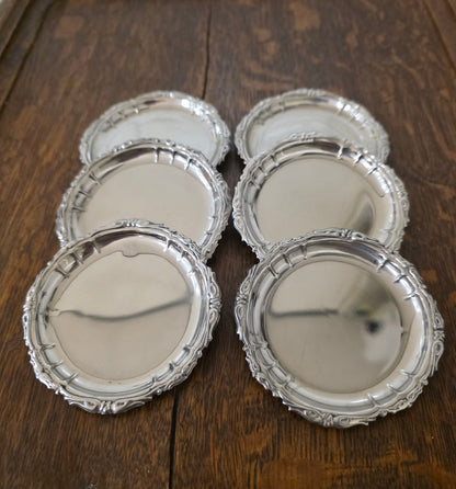 Vintage RVS onderzetters Albert Inox set van 6 met sierlijke rand