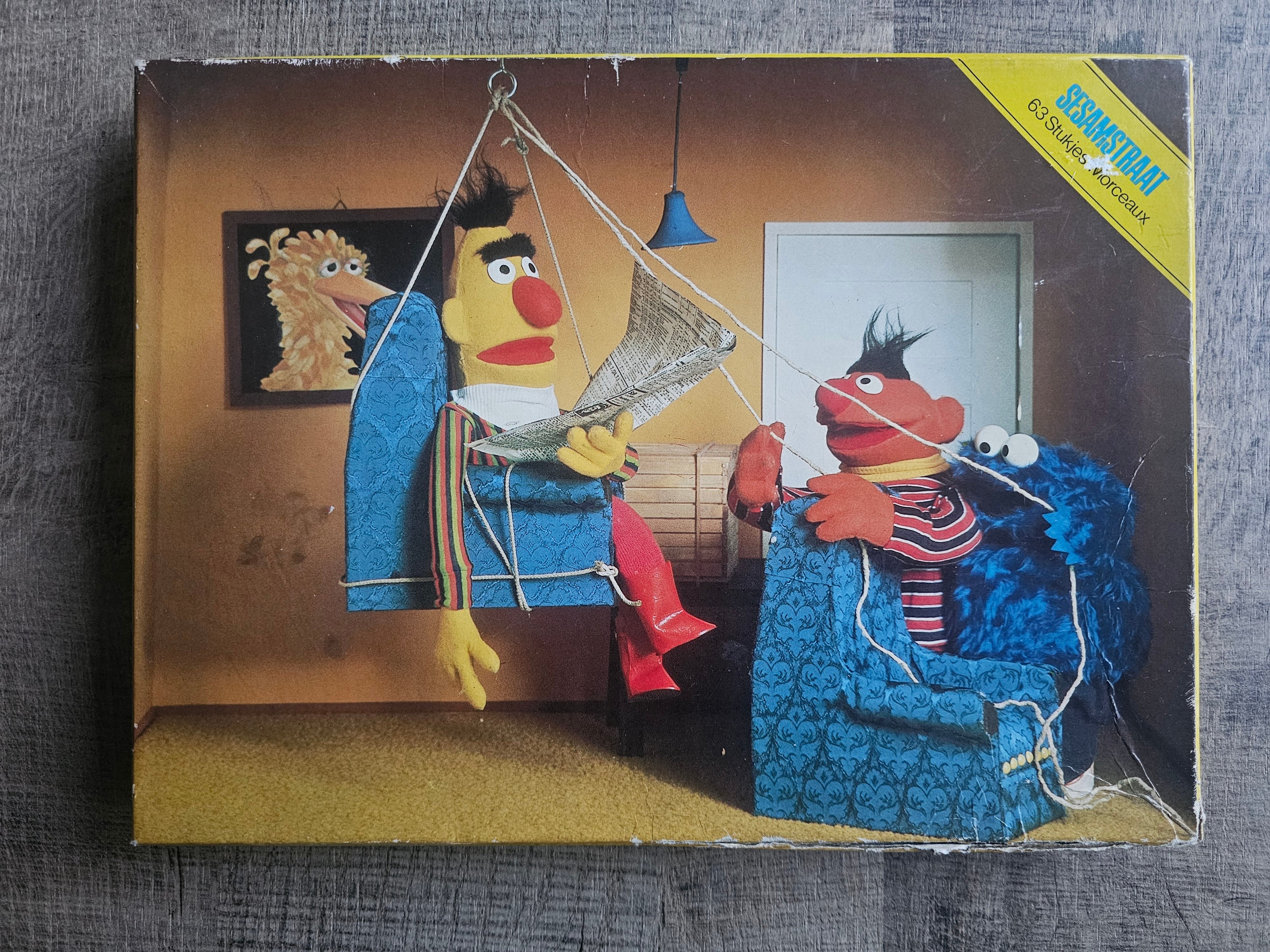 Jaren 80 Sesamstraat puzzel met Bert, Ernie en Koekiemonster