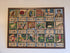 Vintage borduurwerk aap noot mies professioneel ingelijst in houten lijst 57 x 40 cm