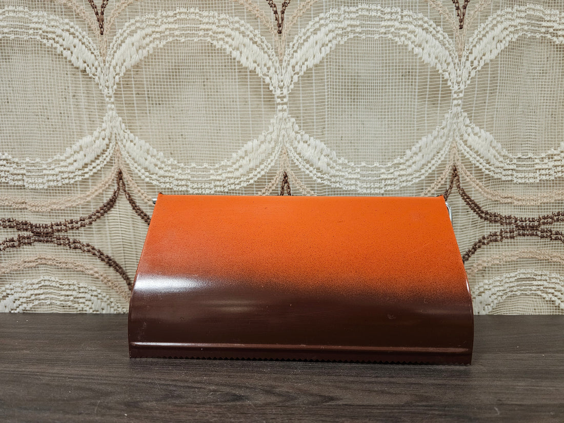 Brabantia keukenrolhouder jaren ’70 – wandmodel bruin met oranje