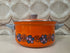 Vintage Brabantia Diane pan in oranje met bloemendessin, diameter 24,5 cm