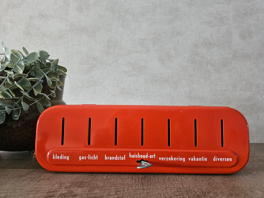 Vintage Brabantia spaarpot huishoud sparen met sleutel