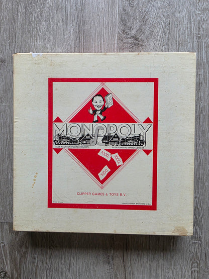 Vintage Monopoly bordspel van Clipper met originele doos en complete spelinhoud.