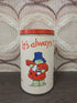 Douwe Egberts koffieblik uit 1995 met Paddington Bear en rode deksel