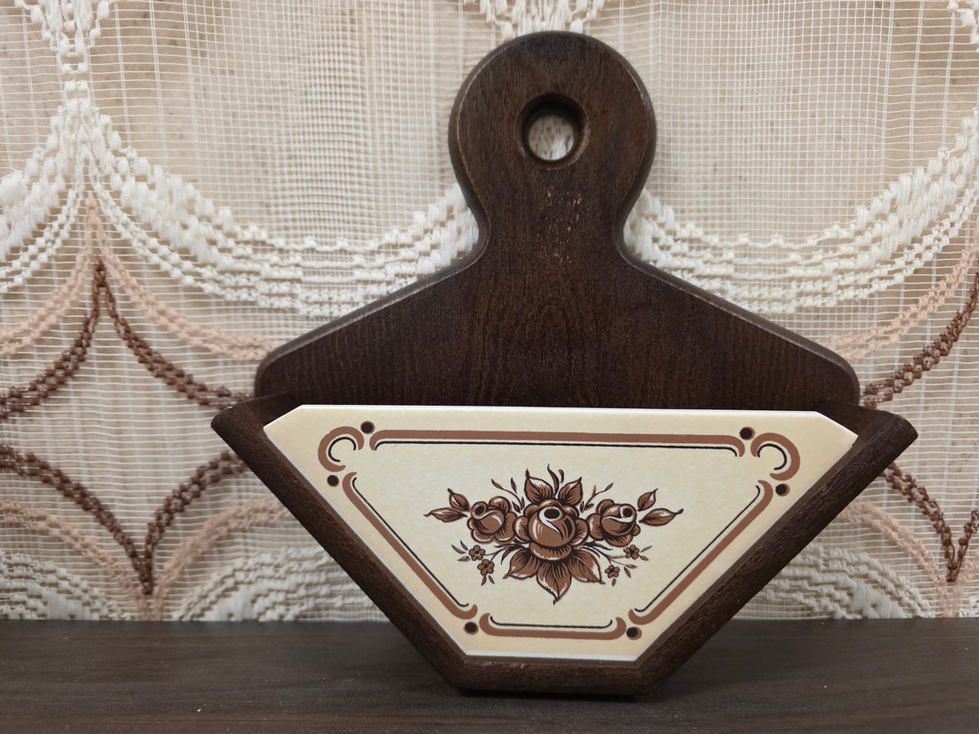 Emsa koffiefilter houder bruin houtlook met bloemenmotief