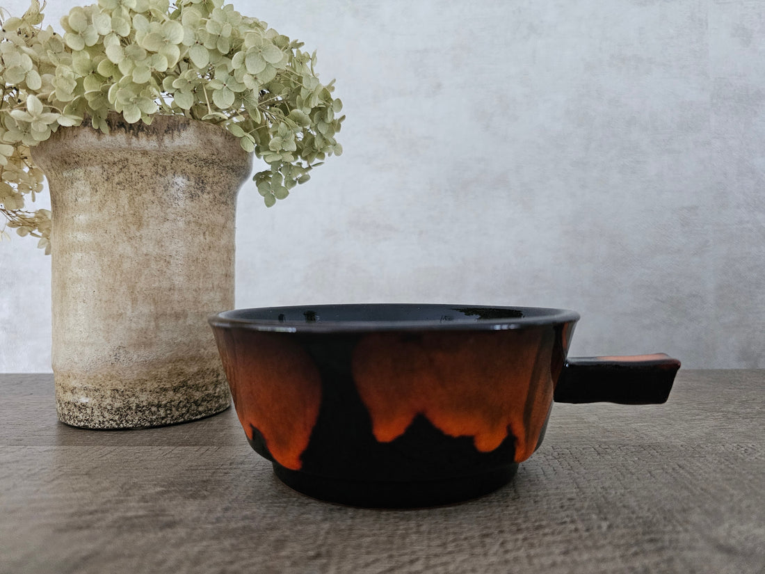Vintage fat lava schaaltje bruin oranje met handvat