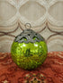 Groene glazen kerstbal / heksenbal met krakelee effect, 14 cm hoog