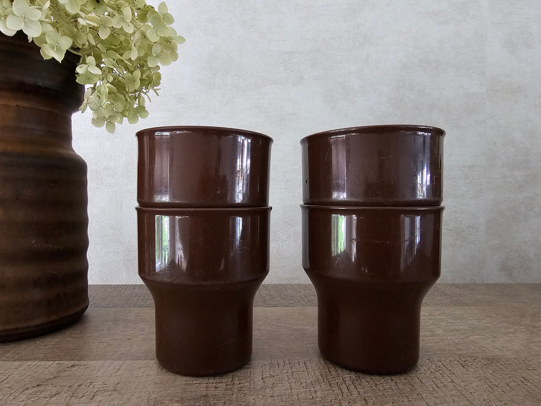 Vintage  Mepal bruine (melk) bekers