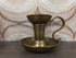 Vintage messing kandelaar met gebogen oor en ronde voet