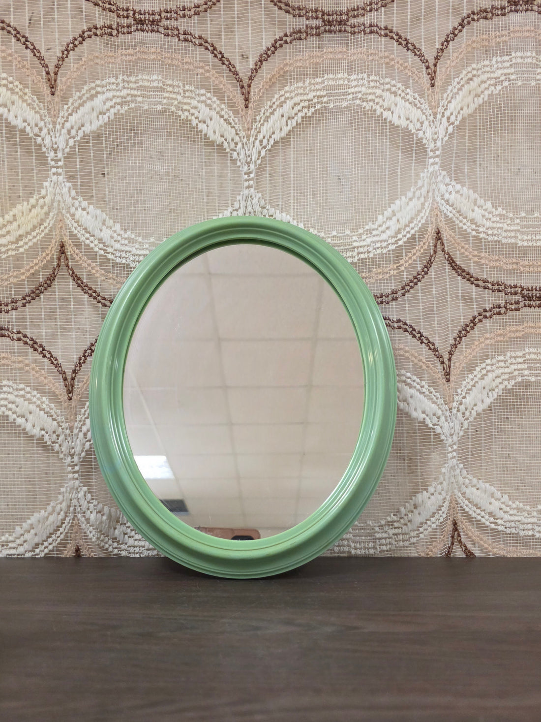 Ovale spiegel mintgroen kunststof lijst