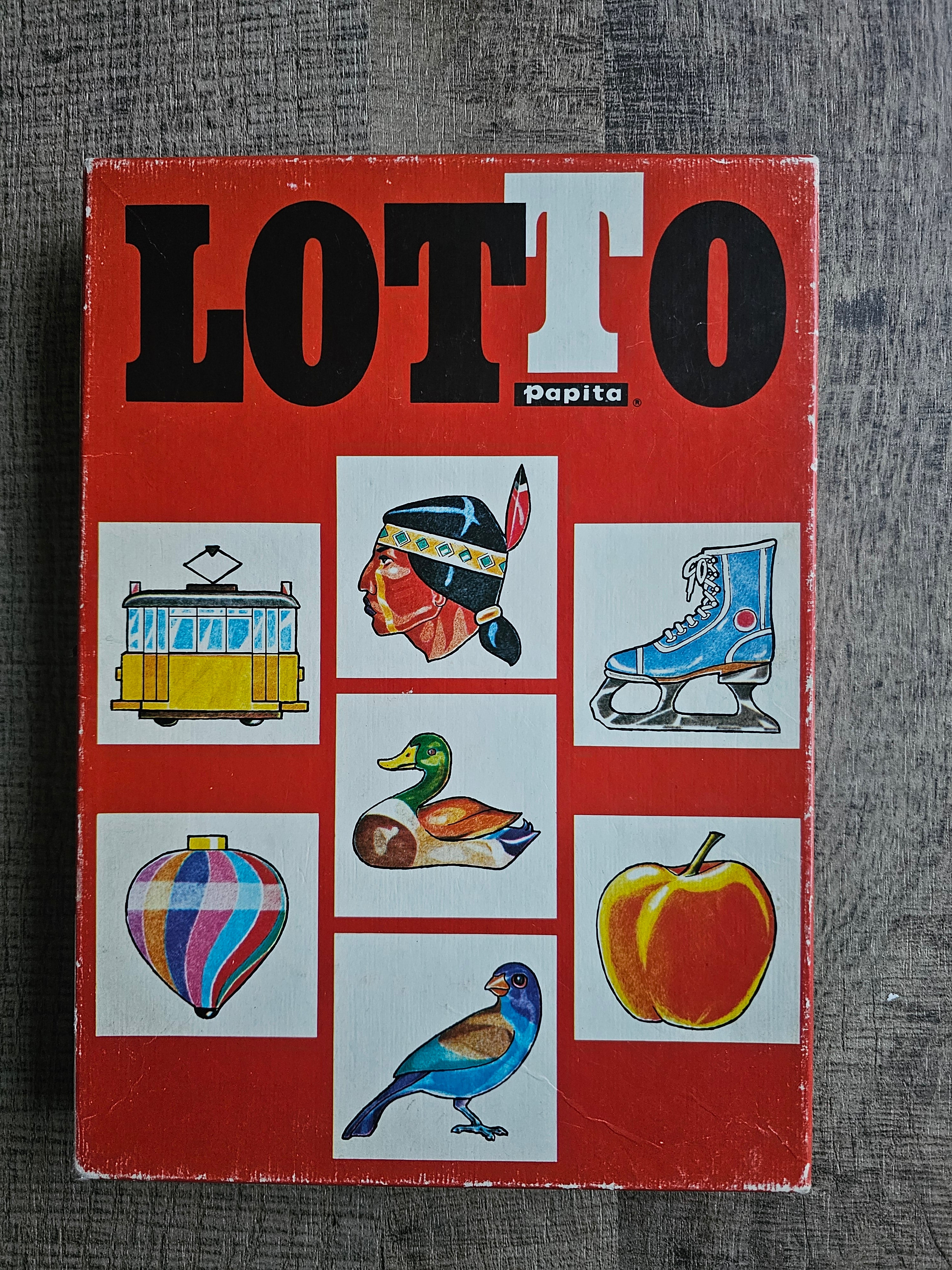 Vintage Lotto spel van Jumbo met rode doos en originele jaren 70 illustraties