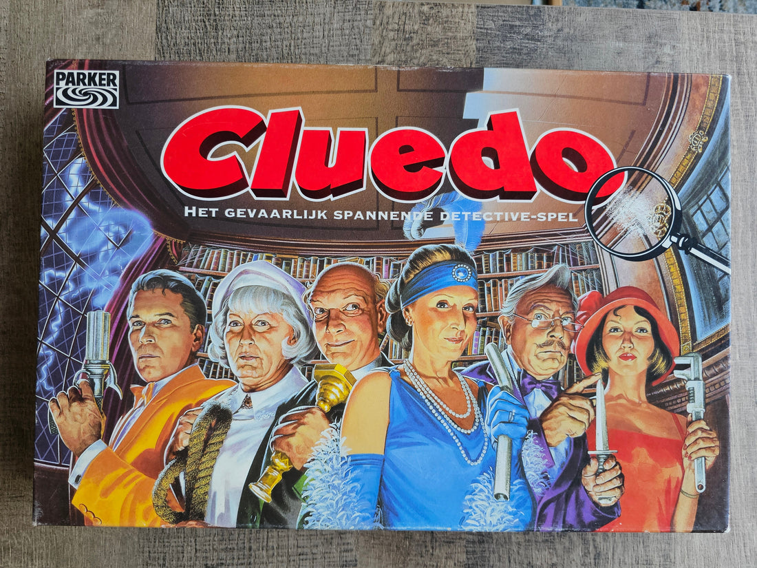Cluedo bordspel Parker editie 1996, vintage gezelschapsspel met speelbord, pionnen en envelop