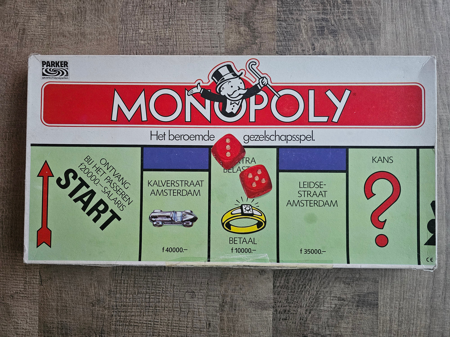 Vintage Monopoly bordspel van Parker met guldenbedragen en metalen pionnen