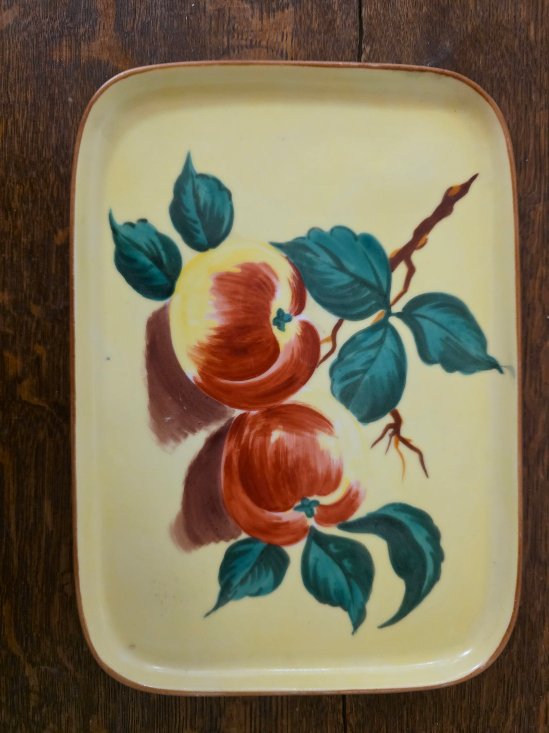 Vintage Porcelaines de Paris schaal met handgeschilderde appels