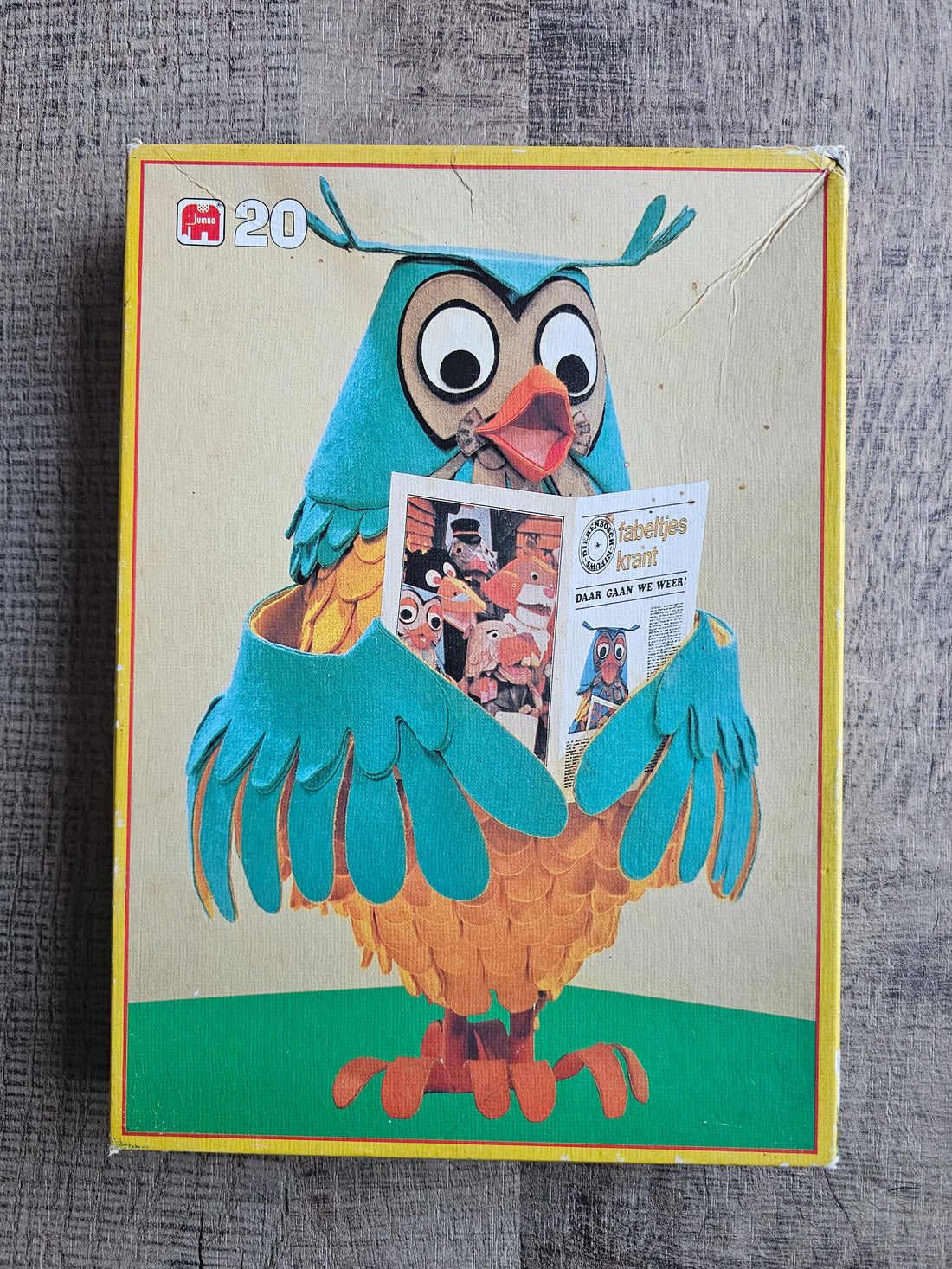vintage puzzel Fabeltjeskrant met Meneer de Uil – 20 stukjes