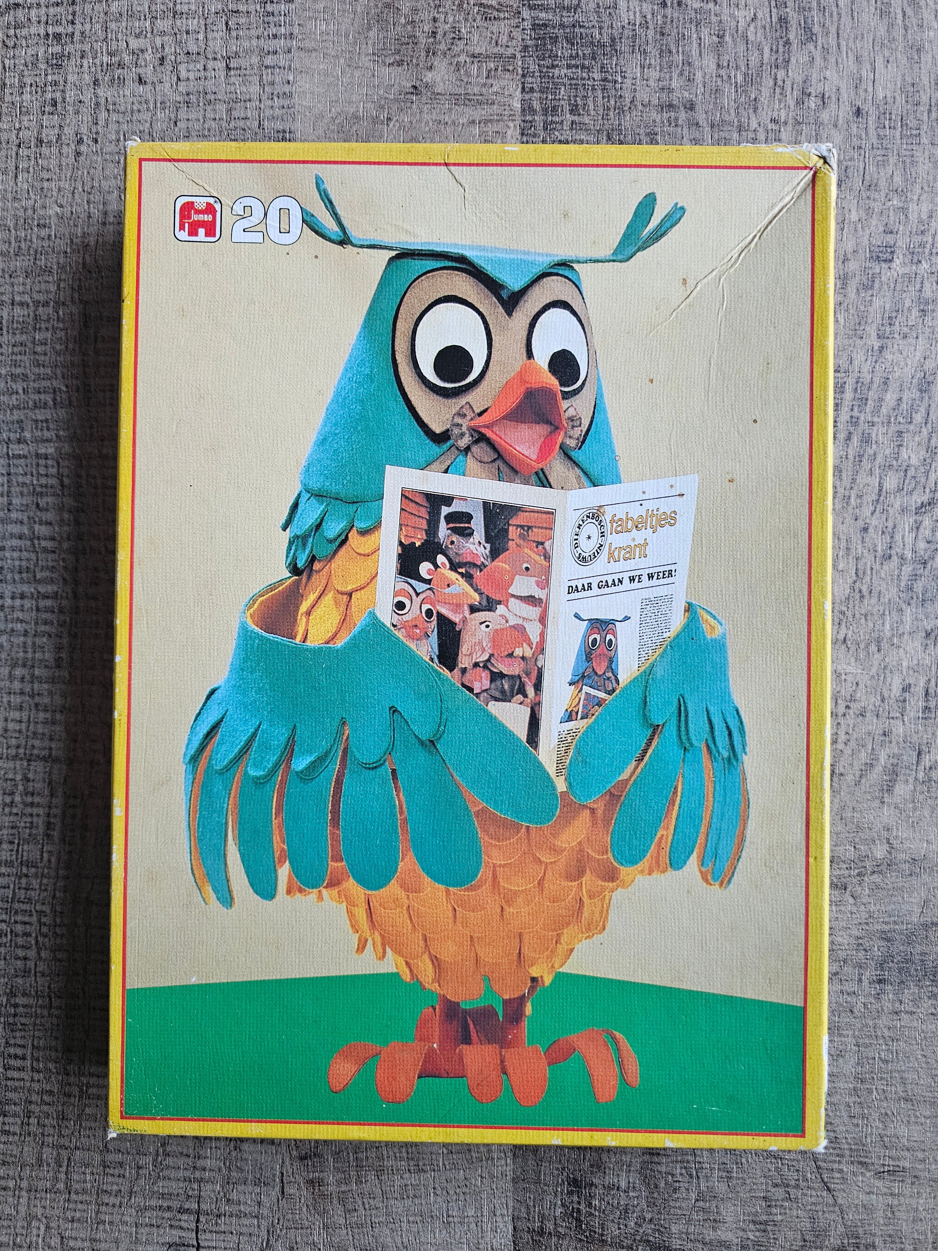 vintage puzzel Fabeltjeskrant met Meneer de Uil – 20 stukjes