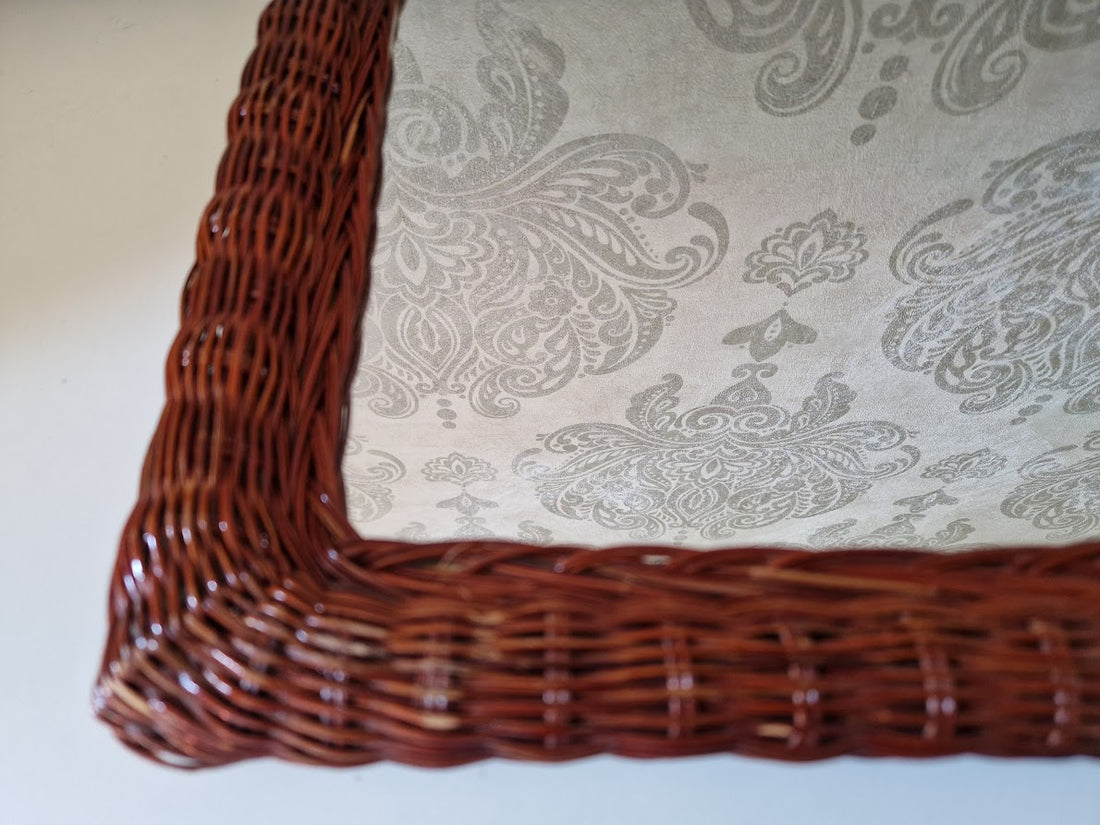 Vintage rotan boho rieten spiegel