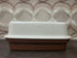 Vintage Tupperware Kornuit broodtrommel van bruin en crèmekleurig kunststof met deksel, afmeting 32 x 27 x 13 cm.