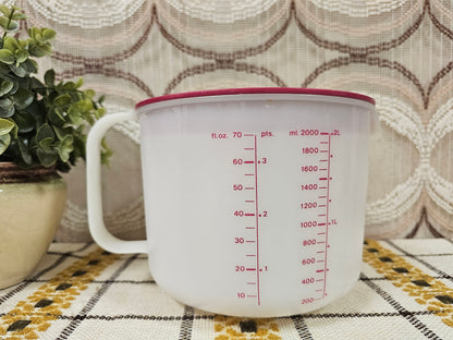 Tupperware maatbeker wit met rode deksel – 2 liter inhoud