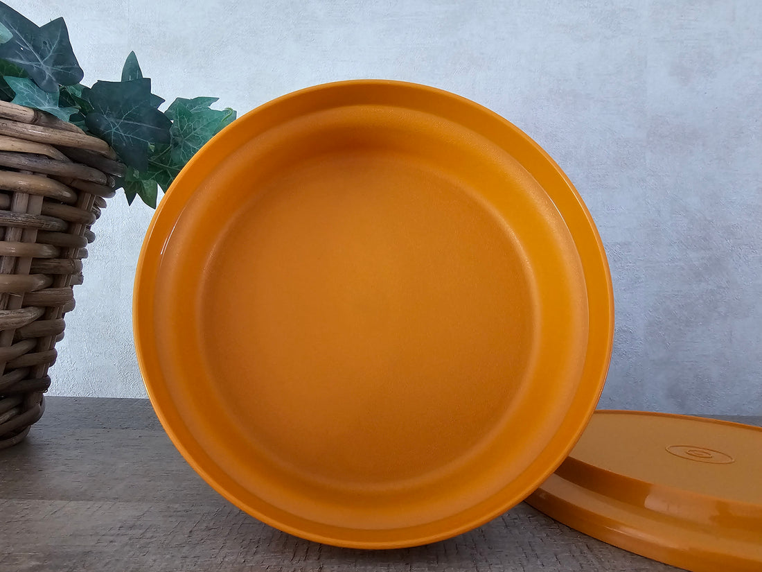 Vintage Tupperware oranje  koektrommel met deksel