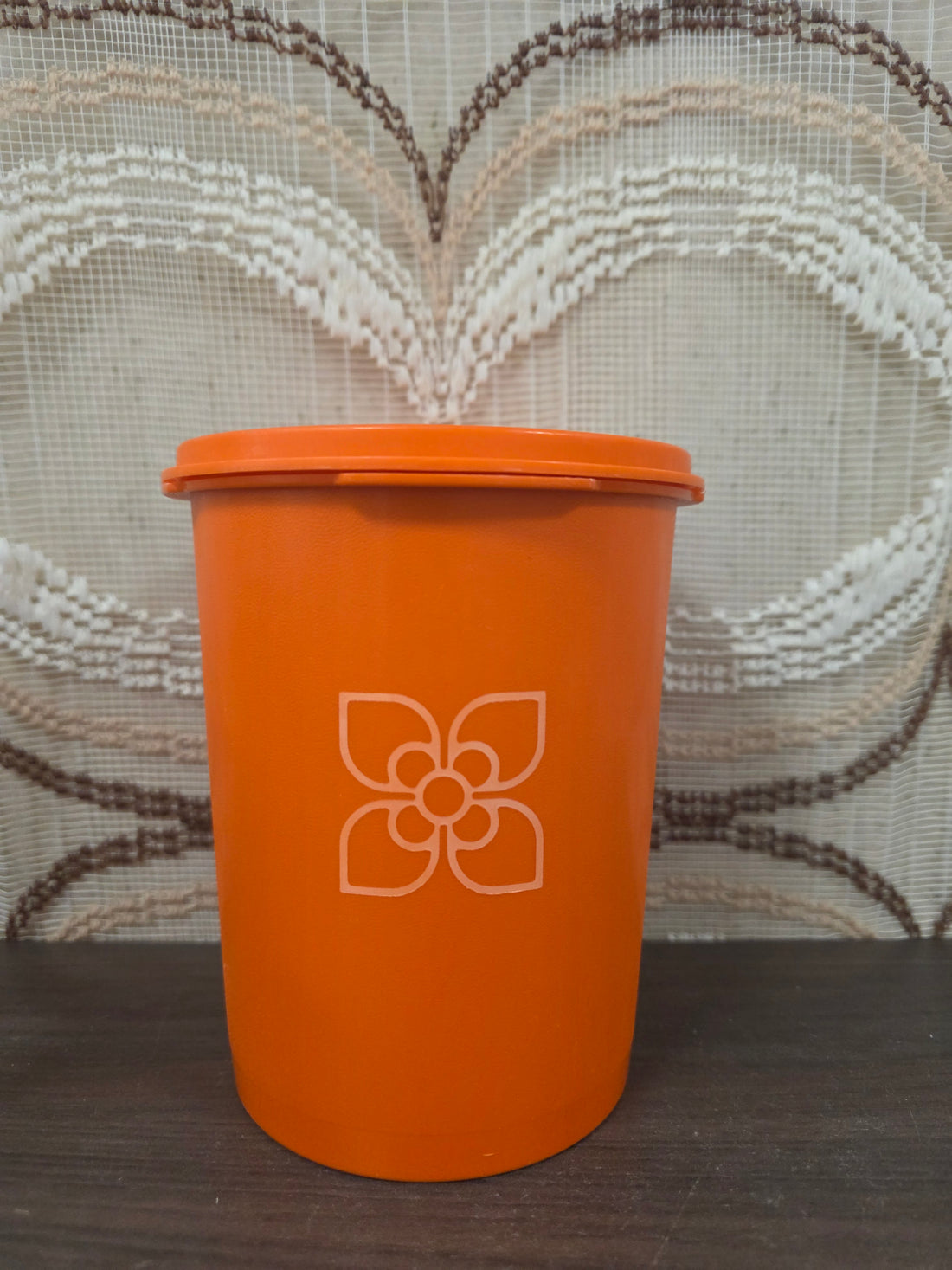 Tupperware oranje voorraadbus sterdeksel 15.5 cm