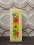 Vintage Verkade ontbijtkoekblik met kleurrijke bloemenprint op crèmekleurige achtergrond, 28,5 x 10 x 9,5 cm.