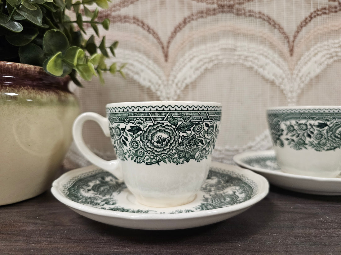 Villeroy & Boch Burgenland groen kop en schotel gebloemd porselein