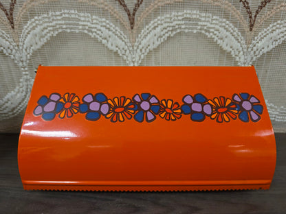 Vintage Brabantia Diane keukenrolhouder wand oranje bloemen jaren 70