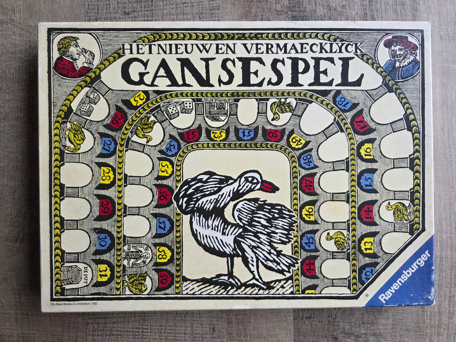 Vintage Gansespel Ravensburger 1982 met klassieke prentstijl