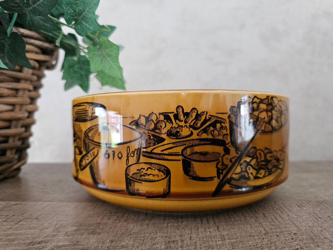 Vintage Gien France vintage bruine schaal