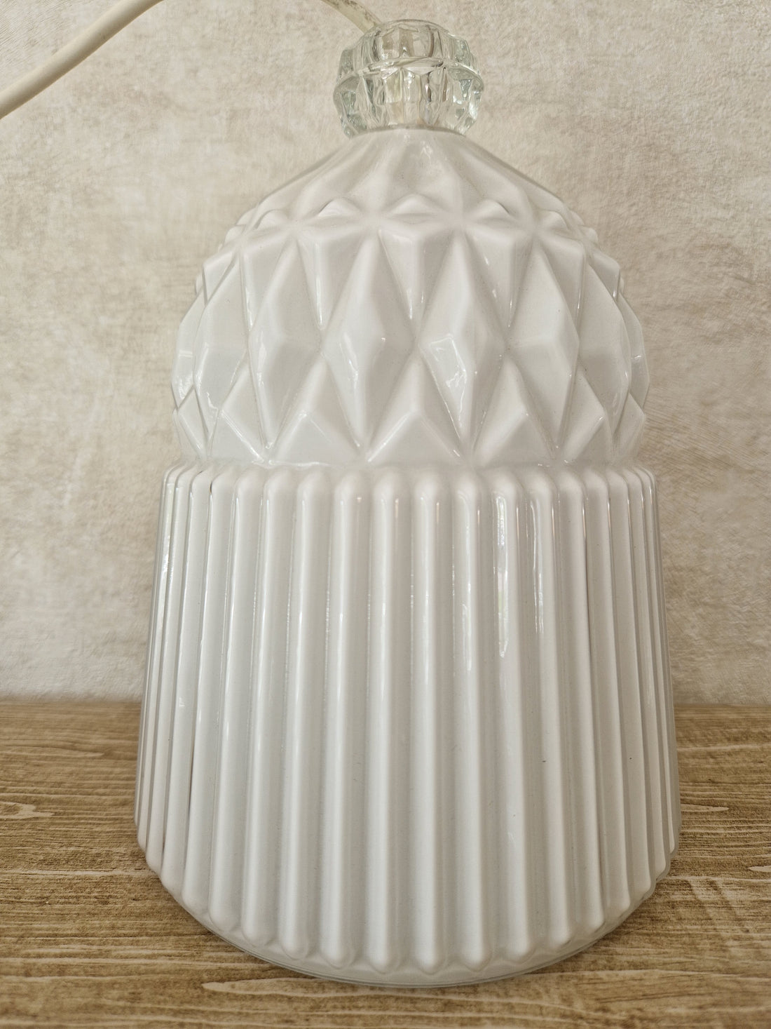 Vintage IKEA Vanadin wit glazen hanglamp