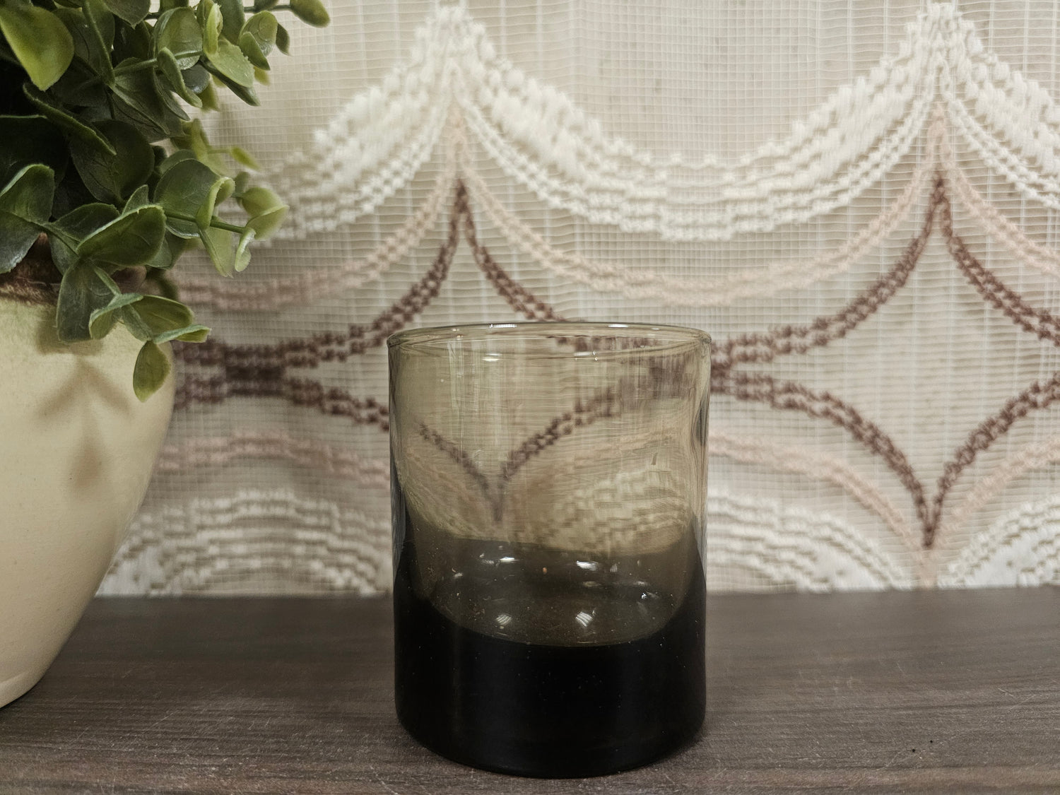 Vintage Luminarc rookglas whiskyglazen met dikke bodem, 8 cm hoog