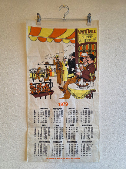 Vintage Van Nelle stoffen kalender 1979 theedoek
